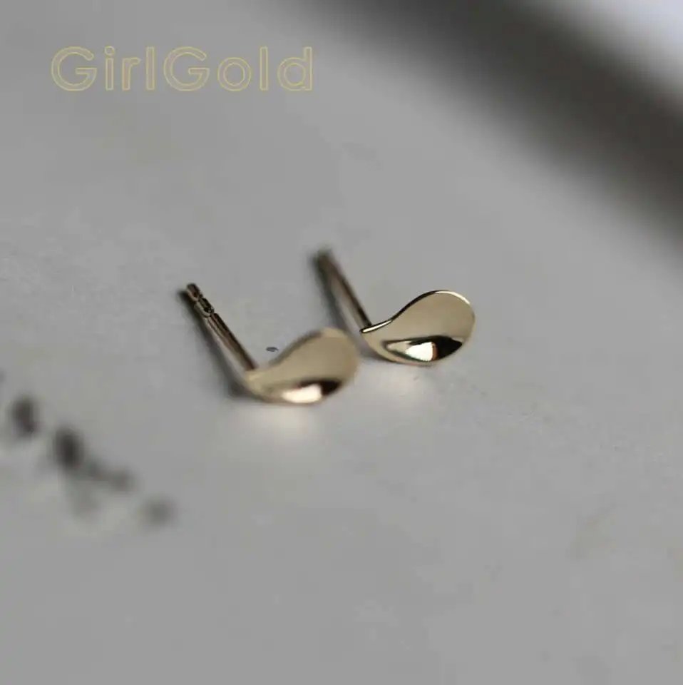 9K solid Gold Water Drop Drop Earrings, Twirl Stud Earring, Dainty, Minimal Bride, Wedding Gift, Bridesmaid, ok427 - Image 6