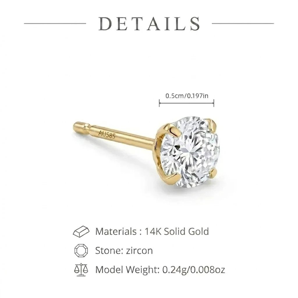 GOLDtutu Real 9K 14K Solid Gold Stud Earrings Minimalist Geometric Butterfly Star Zircon Piercing Earring Women Fine Jewelry GOLDtutu Real 9K 14K Solid Gold Stud Earrings Minimalist Geometric Butterfly Star Zircon Piercing Earring Women Fine Jewelry