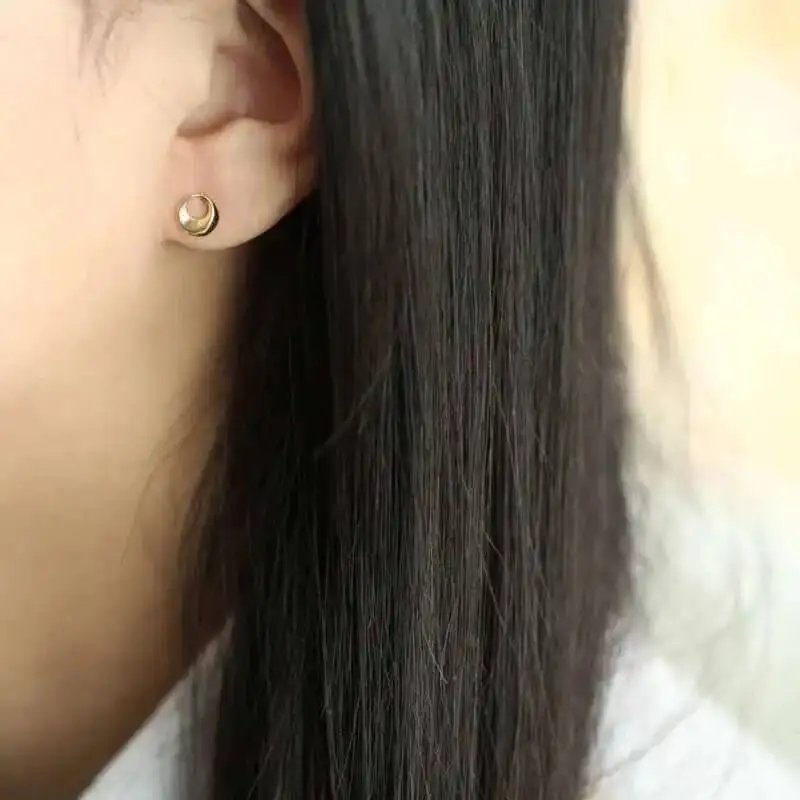GOLDtutu Real Solid Gold 9k Round Earring, Minimal Jewelry, Simple, ok420 GOLDtutu Real Solid Gold 9k Round Earring, Minimal Jewelry, Simple, ok420