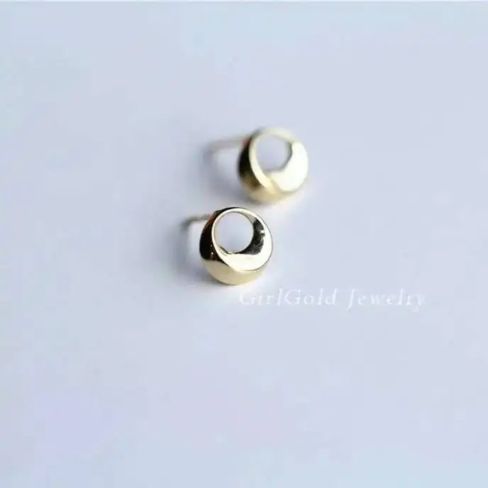 GOLDtutu Real Solid Gold 9k Round Earring, Minimal Jewelry, Simple, ok420 GOLDtutu Real Solid Gold 9k Round Earring, Minimal Jewelry, Simple, ok420