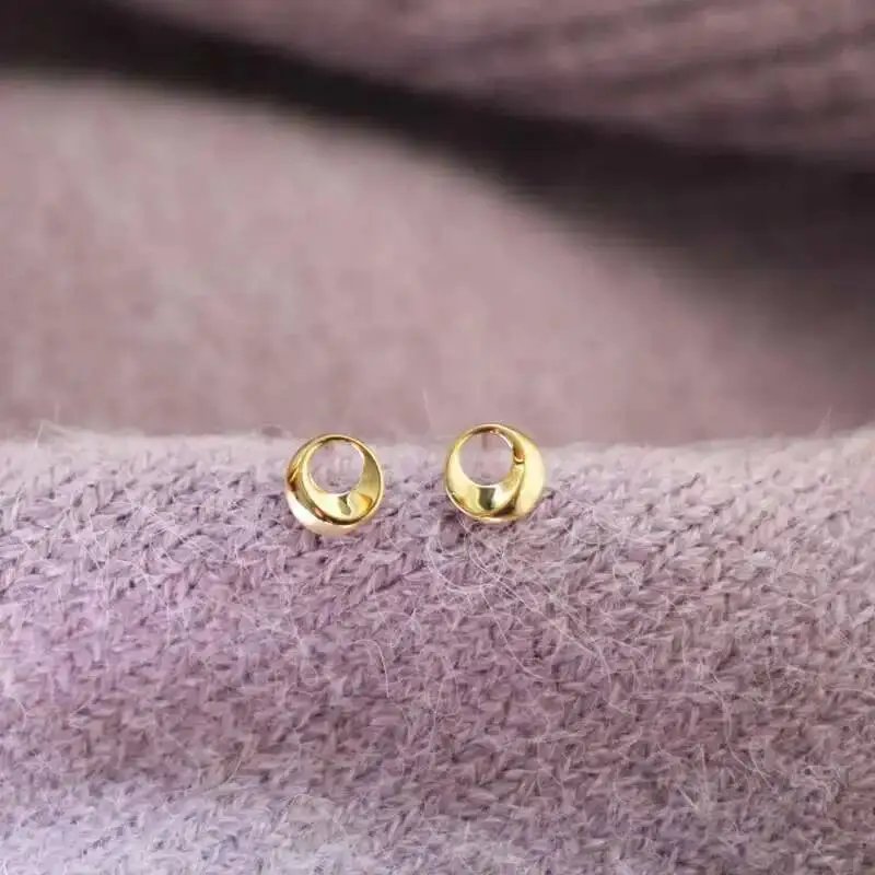 GOLDtutu Real Solid Gold 9k Round Earring, Minimal Jewelry, Simple, ok420 GOLDtutu Real Solid Gold 9k Round Earring, Minimal Jewelry, Simple, ok420