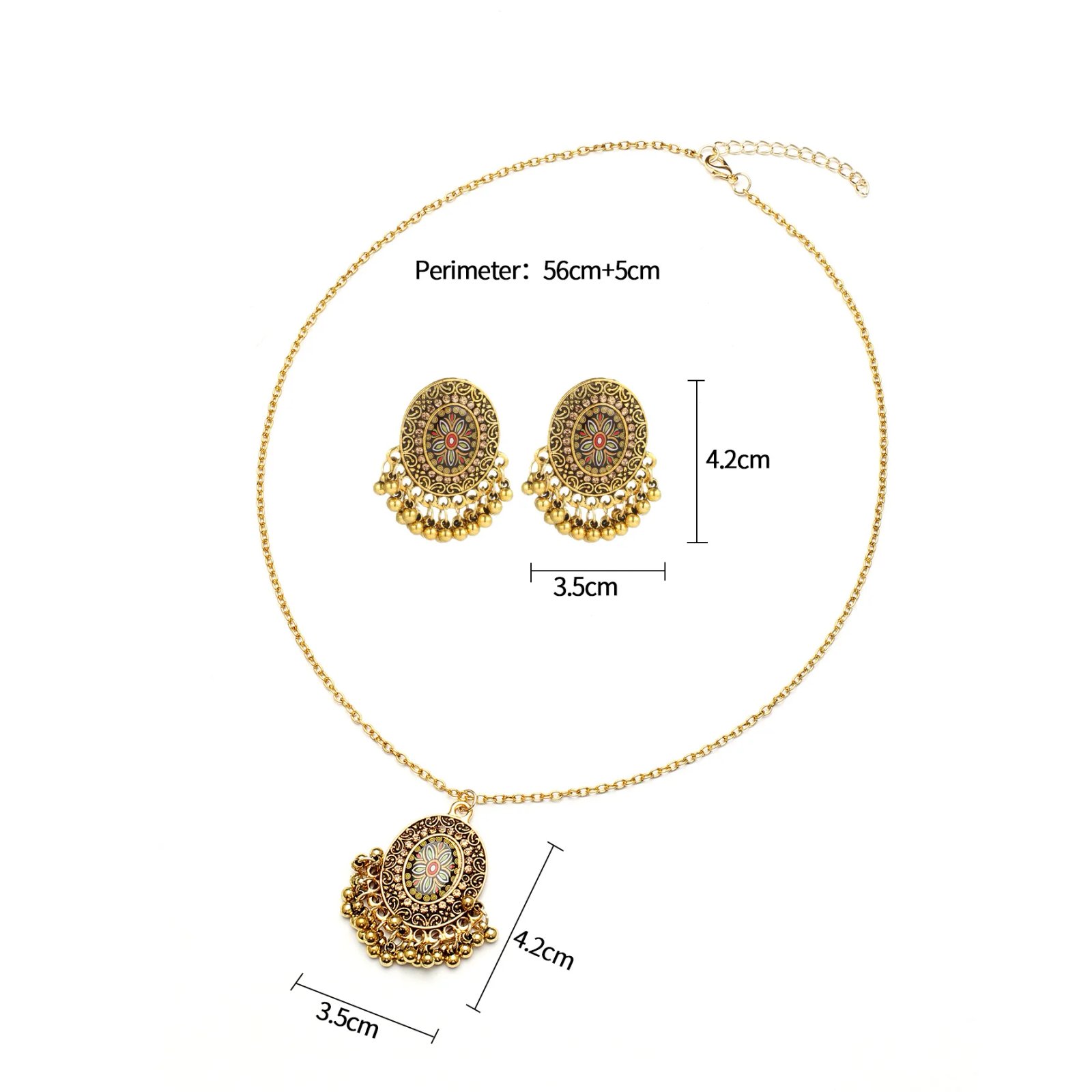 Indian Jewelry Gold Color Earring/Necklace Set Bijoux Women's Flower CZ Wedding Jewelry Hangers Bohemia Jhumka Earrings Indian Jewelry Gold Color Earring/Necklace Set Bijoux Women's Flower CZ Wedding Jewelry Hangers Bohemia Jhumka Earrings