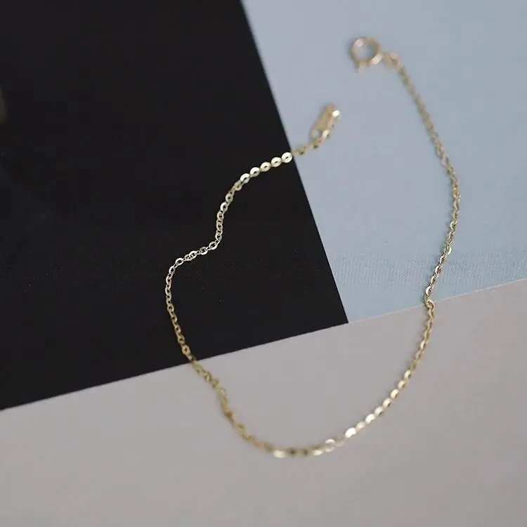 GOLDtutu Pure 14K Gold Bracelet for Female, Bare Chain, Simple Plain Chain, Fine and Light Gold, ok1018 - Image 6