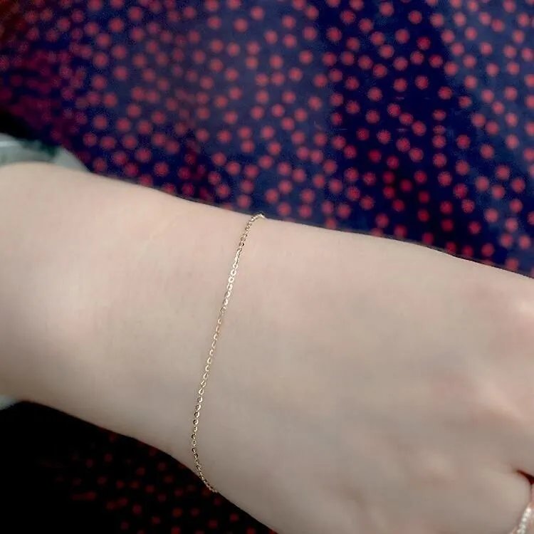 GOLDtutu Pure 14K Gold Bracelet for Female, Bare Chain, Simple Plain Chain, Fine and Light Gold, ok1018 GOLDtutu Pure 14K Gold Bracelet for Female, Bare Chain, Simple Plain Chain, Fine and Light Gold, ok1018