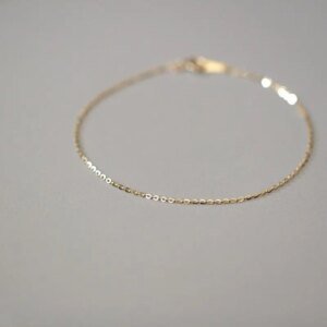 GOLDtutu Pure 14K Gold Bracelet for Female, Bare Chain, Simple Plain Chain, Fine and Light Gold, ok1018
