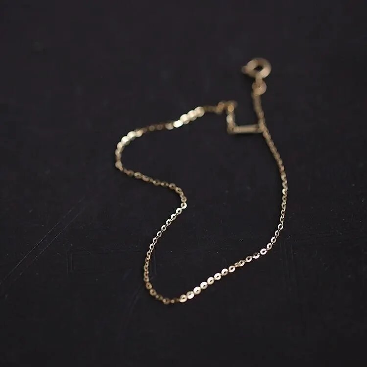 GOLDtutu Pure 14K Gold Bracelet for Female, Bare Chain, Simple Plain Chain, Fine and Light Gold, ok1018 GOLDtutu Pure 14K Gold Bracelet for Female, Bare Chain, Simple Plain Chain, Fine and Light Gold, ok1018