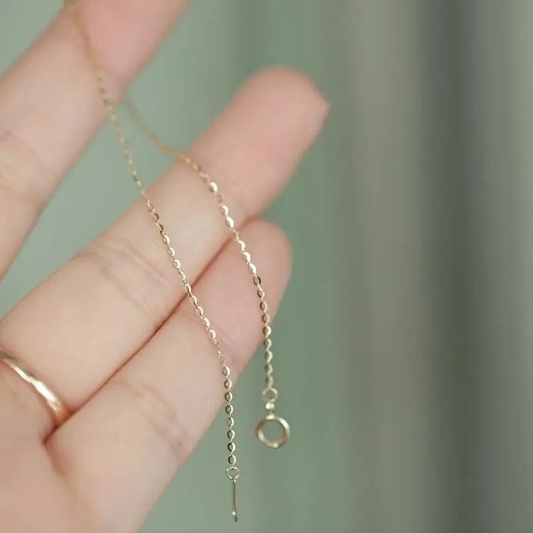 GOLDtutu Pure 14K Gold Bracelet for Female, Bare Chain, Simple Plain Chain, Fine and Light Gold, ok1018 - Image 3