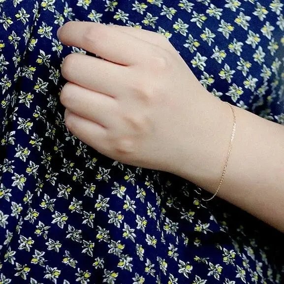 GOLDtutu Pure 14K Gold Bracelet for Female, Bare Chain, Simple Plain Chain, Fine and Light Gold, ok1018 GOLDtutu Pure 14K Gold Bracelet for Female, Bare Chain, Simple Plain Chain, Fine and Light Gold, ok1018
