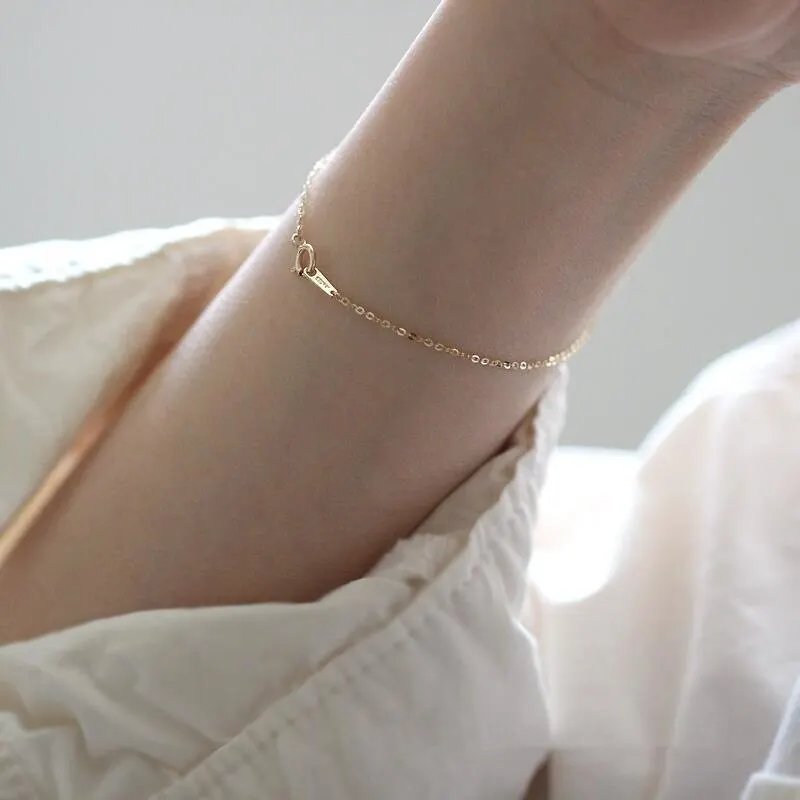 GOLDtutu Pure 14K Gold Bracelet for Female, Bare Chain, Simple Plain Chain, Fine and Light Gold, ok1018 GOLDtutu Pure 14K Gold Bracelet for Female, Bare Chain, Simple Plain Chain, Fine and Light Gold, ok1018