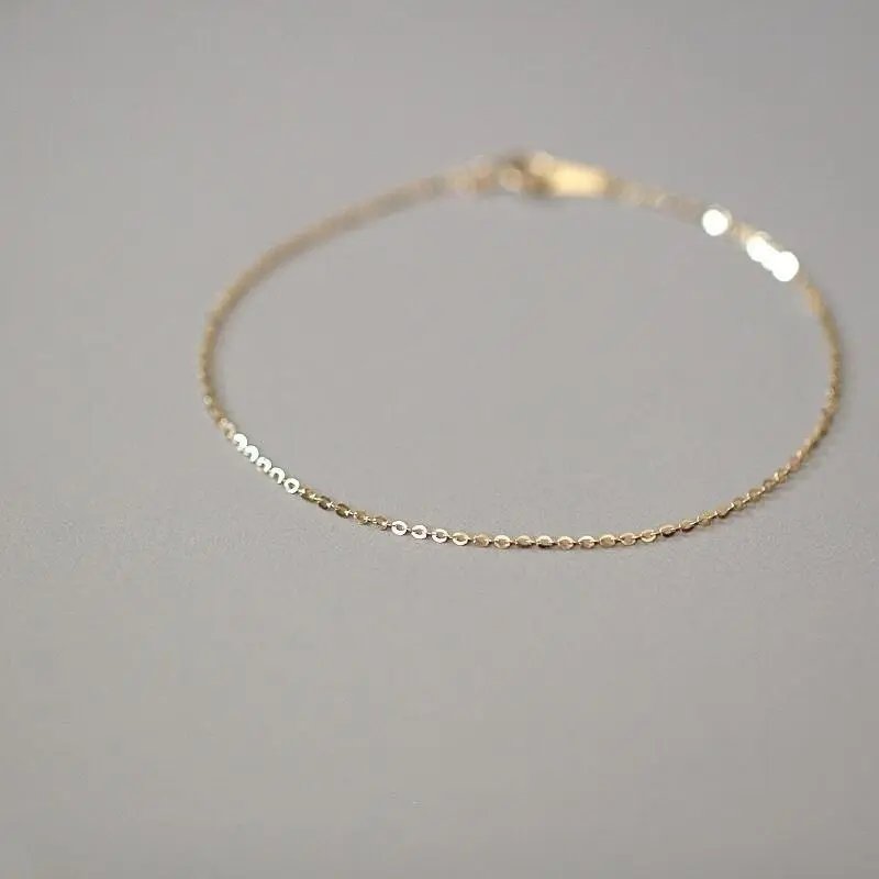 GOLDtutu Pure 14K Gold Bracelet for Female, Bare Chain, Simple Plain Chain, Fine and Light Gold, ok1018 GOLDtutu Pure 14K Gold Bracelet for Female, Bare Chain, Simple Plain Chain, Fine and Light Gold, ok1018