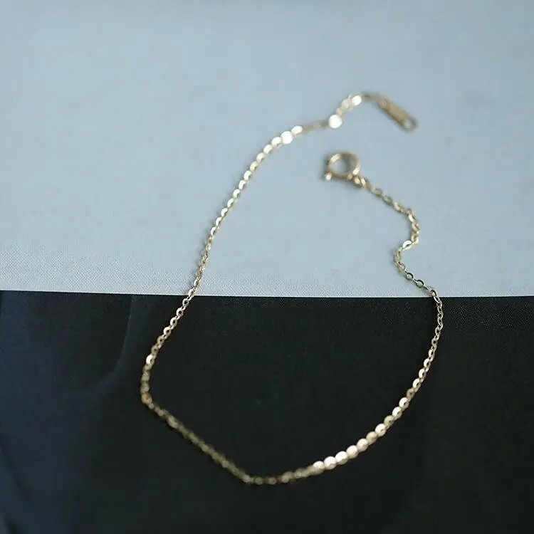 GOLDtutu Pure 14K Gold Bracelet for Female, Bare Chain, Simple Plain Chain, Fine and Light Gold, ok1018 GOLDtutu Pure 14K Gold Bracelet for Female, Bare Chain, Simple Plain Chain, Fine and Light Gold, ok1018