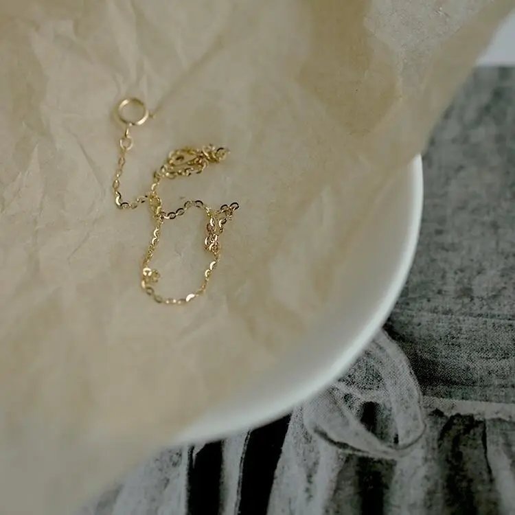 GOLDtutu Pure 14K Gold Bracelet for Female, Bare Chain, Simple Plain Chain, Fine and Light Gold, ok1018 GOLDtutu Pure 14K Gold Bracelet for Female, Bare Chain, Simple Plain Chain, Fine and Light Gold, ok1018