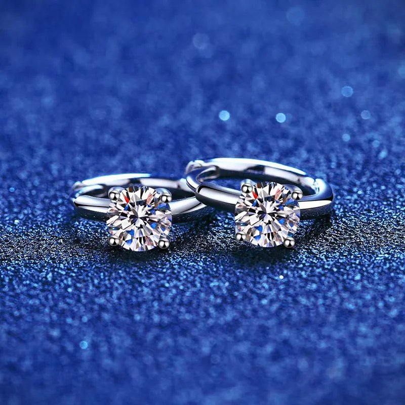 Pure 925 Silver Simple Style Round GRA Moissanite Earrings Stud for Women White Gold Sparkling Party Earrings Jewelry Pure 925 Silver Simple Style Round GRA Moissanite Earrings Stud for Women White Gold Sparkling Party Earrings Jewelry