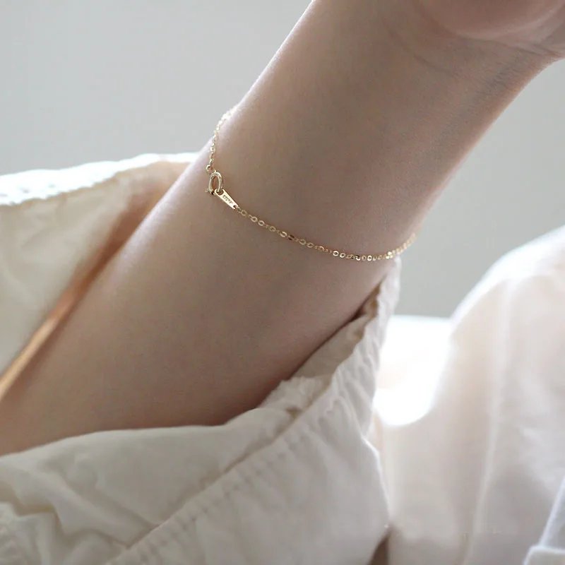 Real 925 Sterling Silver 18K Gold Chain Minimalist Trendy Bracelet For Charm Women Classic Fine Jewelry Geometric Accessories Real 925 Sterling Silver 18K Gold Chain Minimalist Trendy Bracelet For Charm Women Classic Fine Jewelry Geometric Accessories