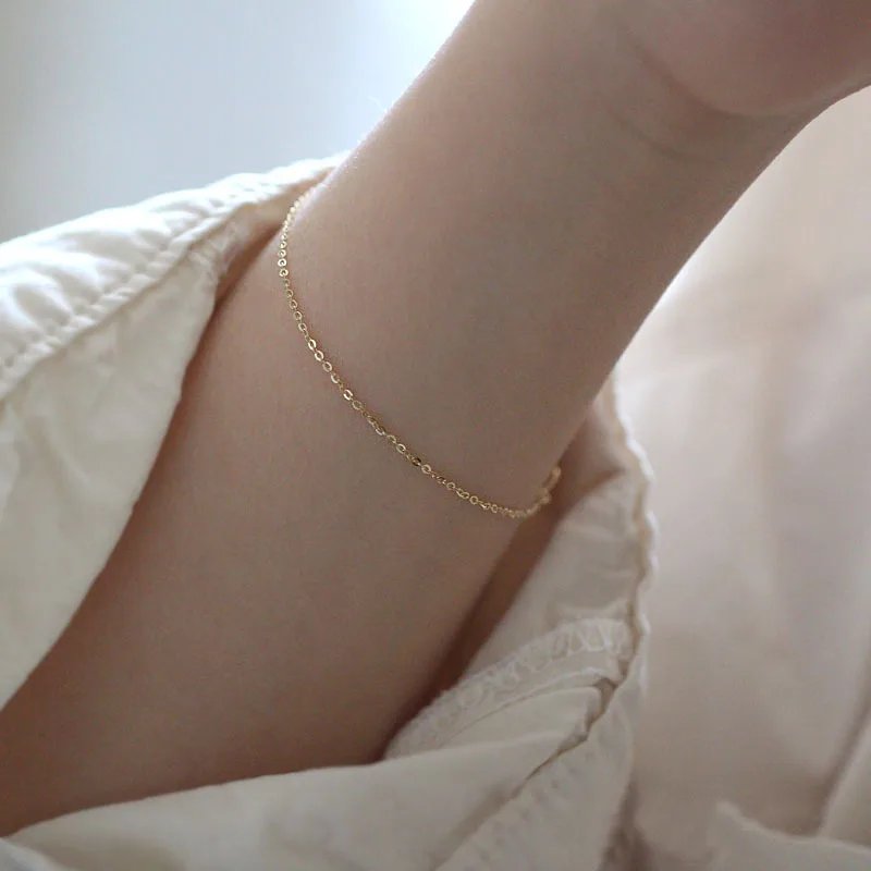 Real 925 Sterling Silver 18K Gold Chain Minimalist Trendy Bracelet For Charm Women Classic Fine Jewelry Geometric Accessories Real 925 Sterling Silver 18K Gold Chain Minimalist Trendy Bracelet For Charm Women Classic Fine Jewelry Geometric Accessories