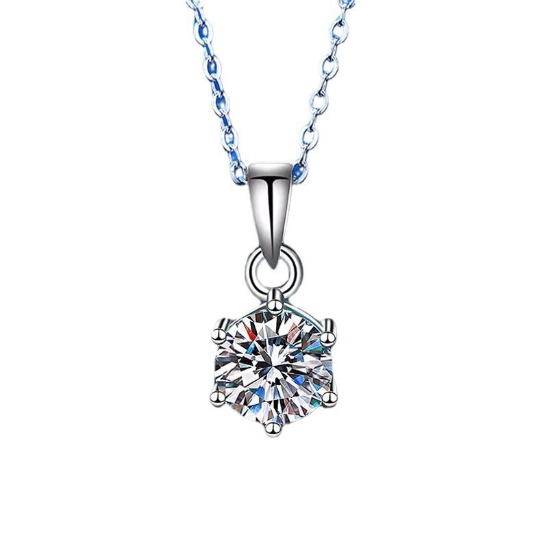 Moissanite Six-prong ring, necklace, and earrings jewelry set - Image 4