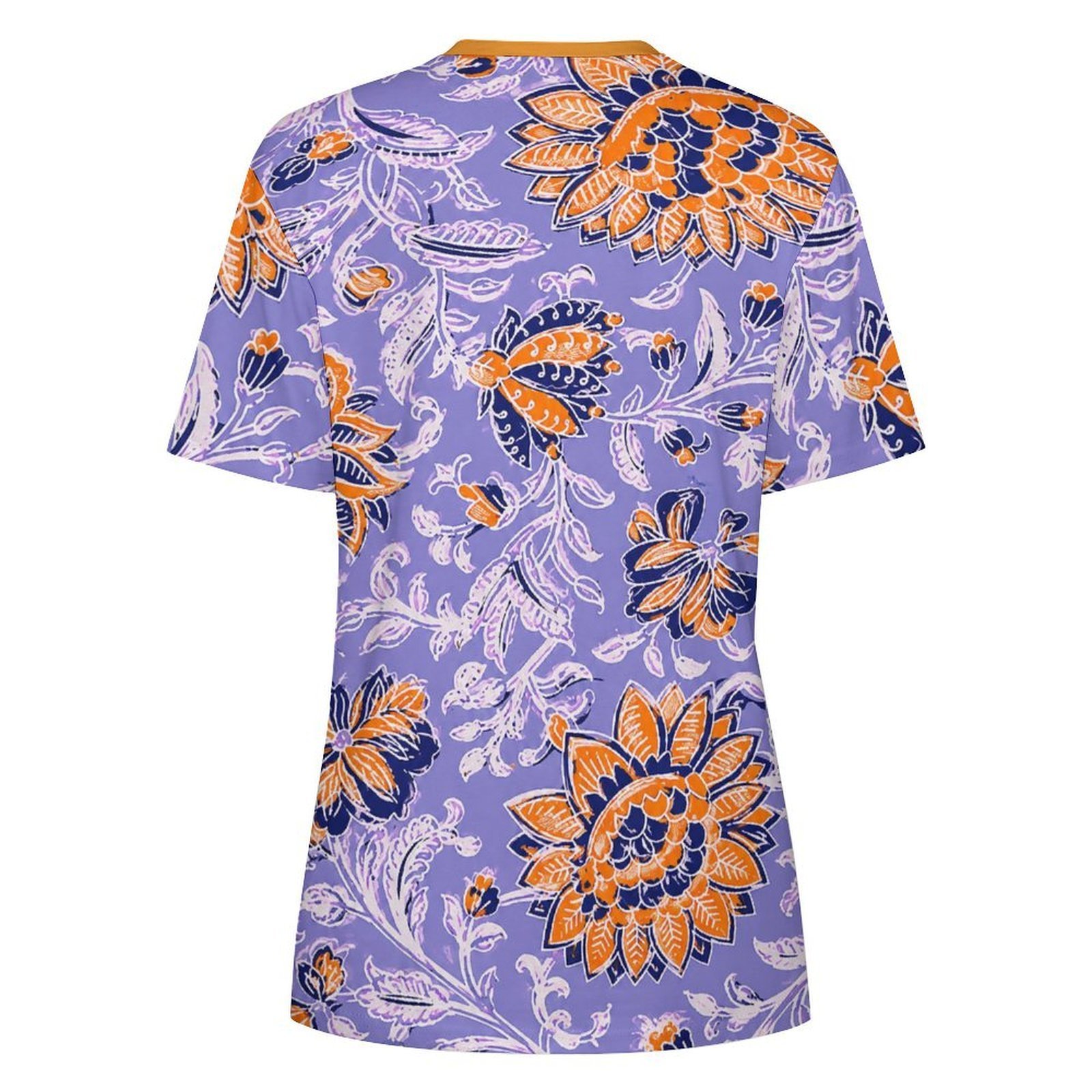 purple orange flowers All-Over Print Women's Cotton T-Shirt - Image 2