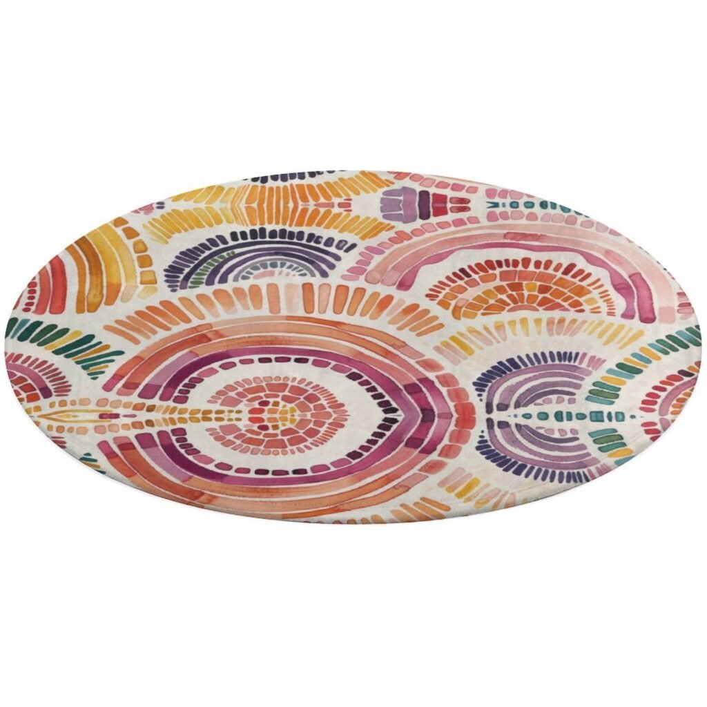Designer Area Rug Circular Carpet multicolor