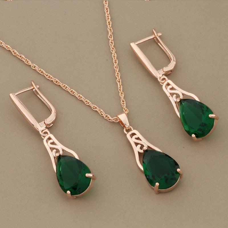 Zircon Teardrop Earring and Pendant - Image 4