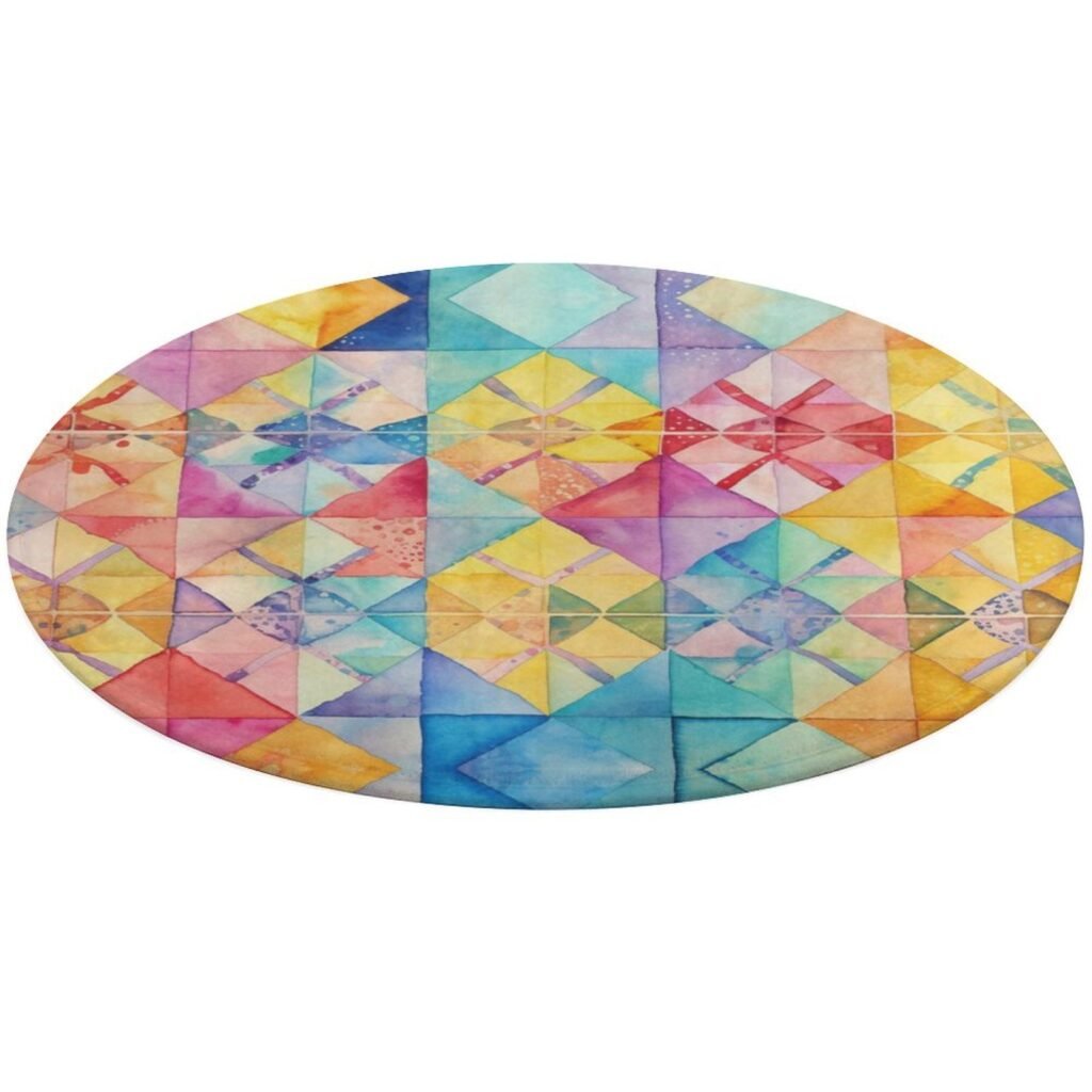 Designer Area Rug Circular Carpet multicolor