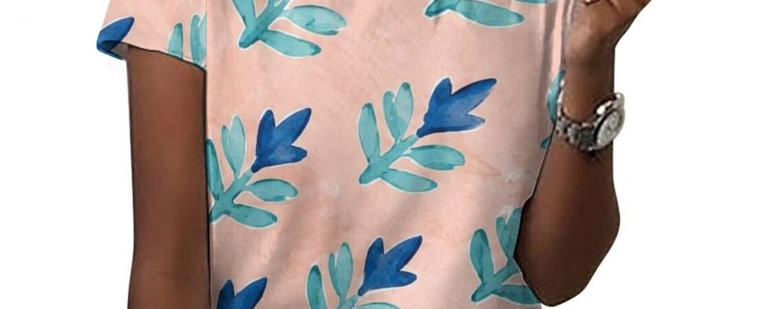 blue flowers in peach background All-Over Print Women's Cotton T-Shirt Review