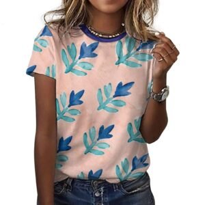 blue flowers in peach background All-Over Print Women's Cotton T-Shirt