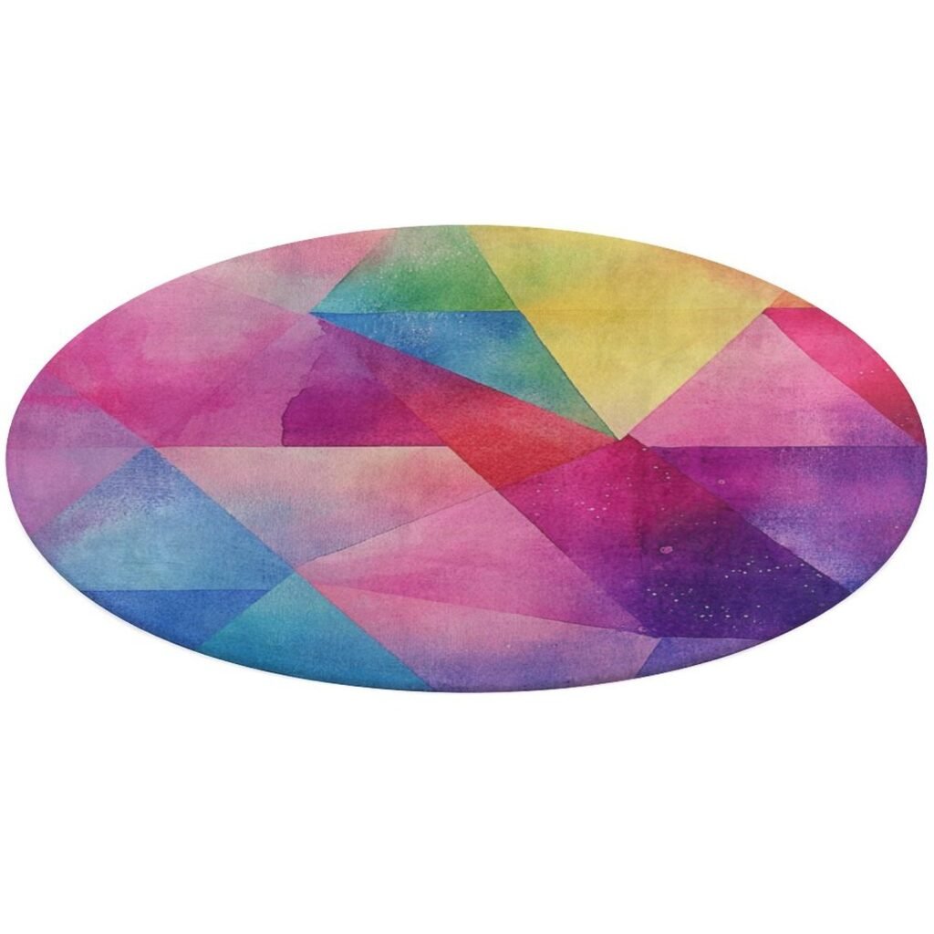 Designer Area Rug Circular Carpet multicolor