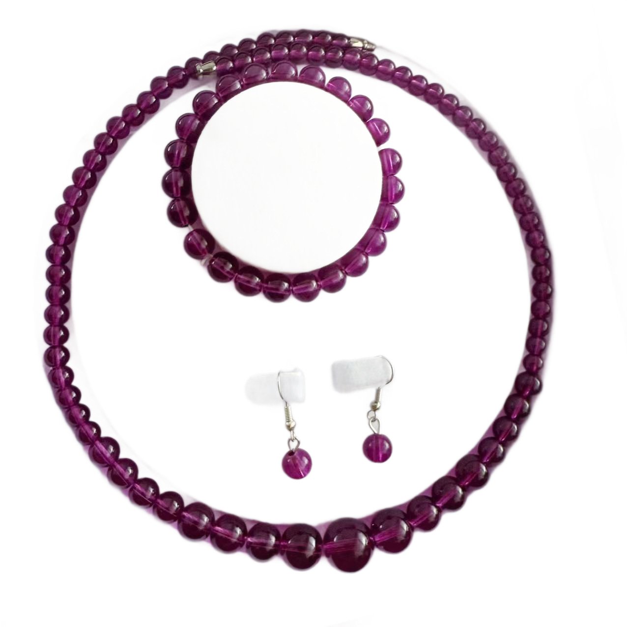 Ethnic Purple Necklace Bracelet Earrings - Image 5