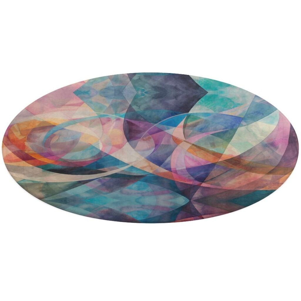 Designer Area Rug Circular Carpet multicolor