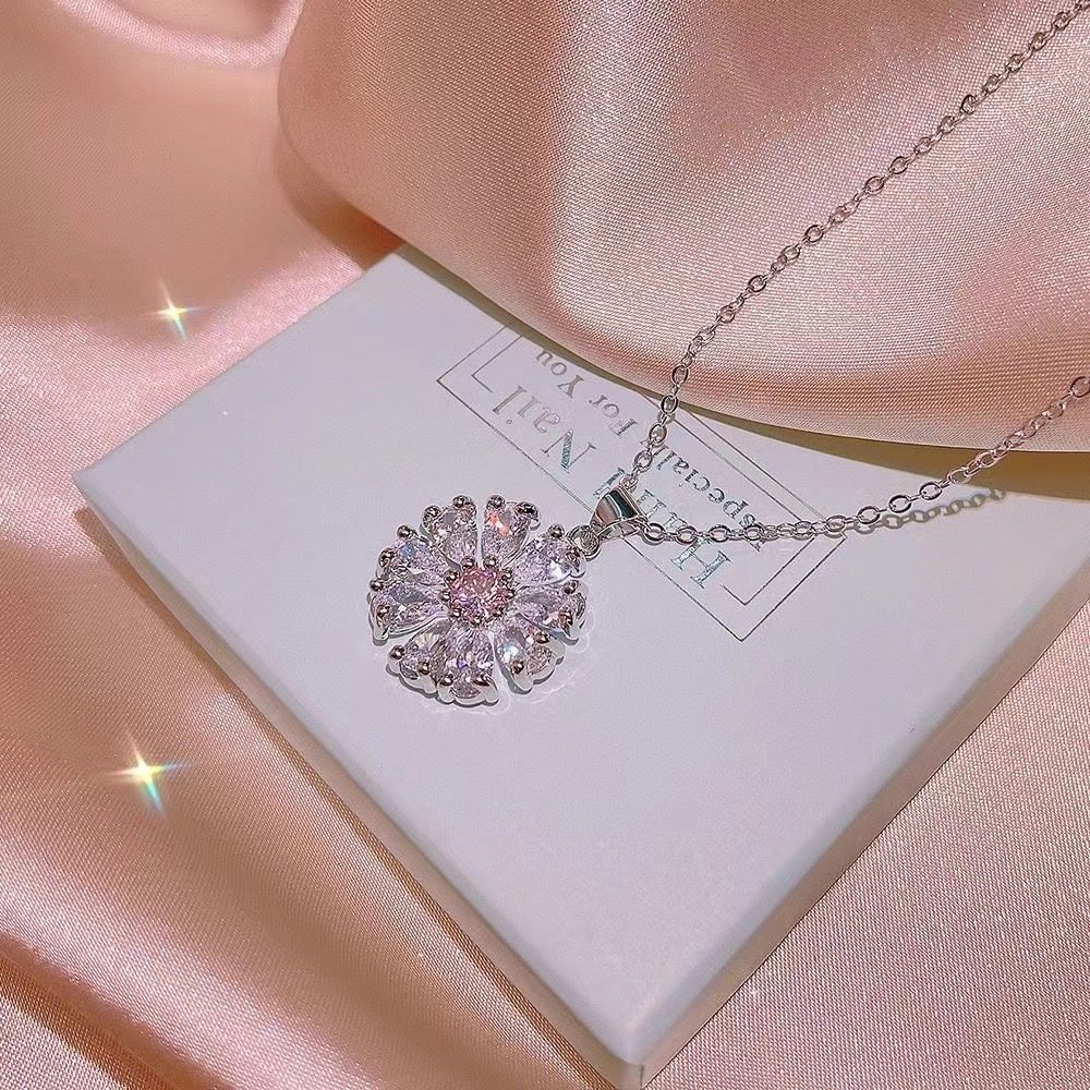 Flower Blossom Love Zircon suit Jewelry Necklace Ring Earrings Jewelry Set - Image 2