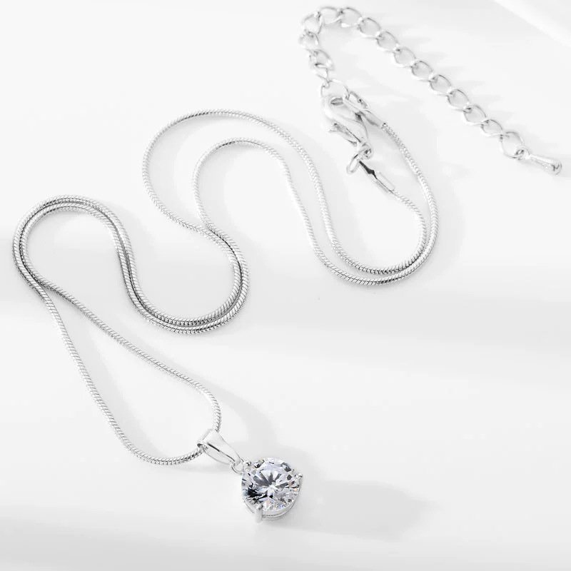 Geometric Zircon Necklace Earrings Set - Image 3