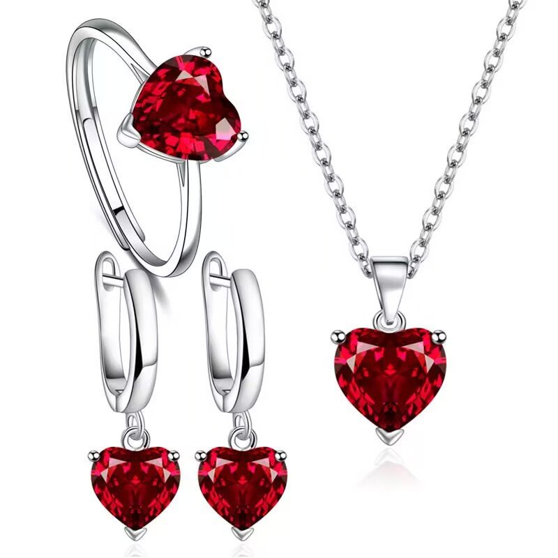 Heart Shaped Zircon Jewelry Set - Image 2