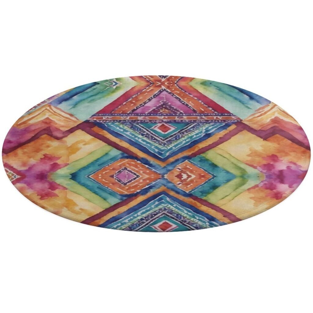 Designer Area Rug Circular Carpet multicolor