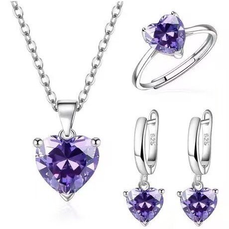 Heart Shaped Zircon Jewelry Set - Image 3