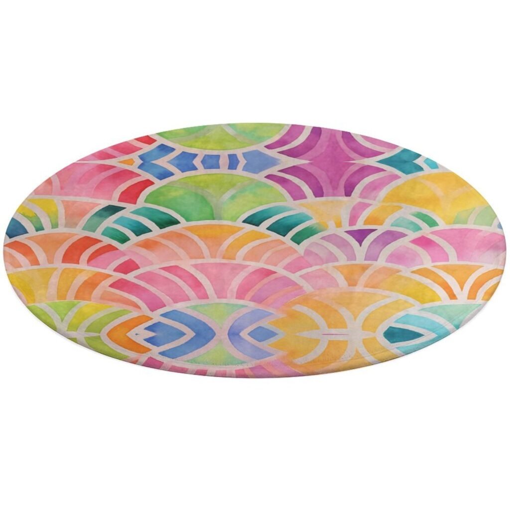 Designer Area Rug Circular Carpet multicolor