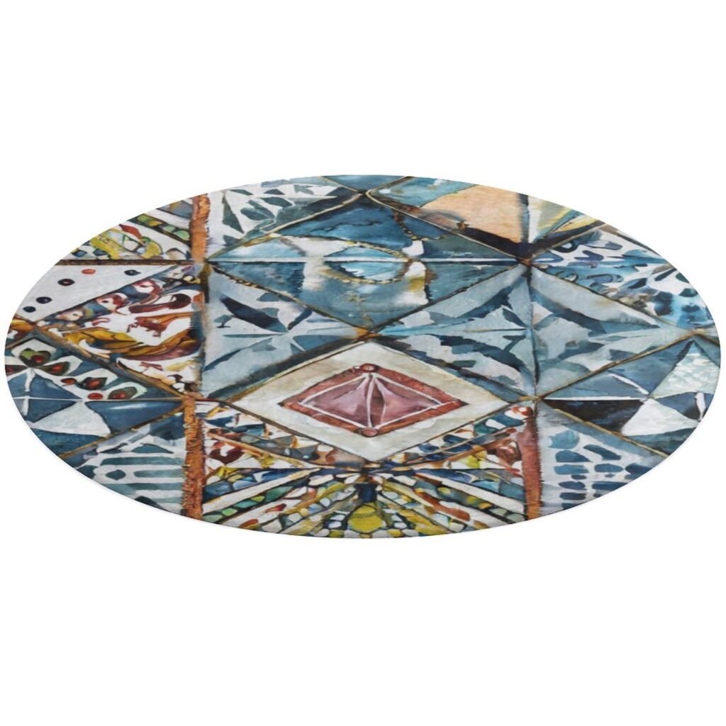 Designer Area Rug Circular Carpet multicolor