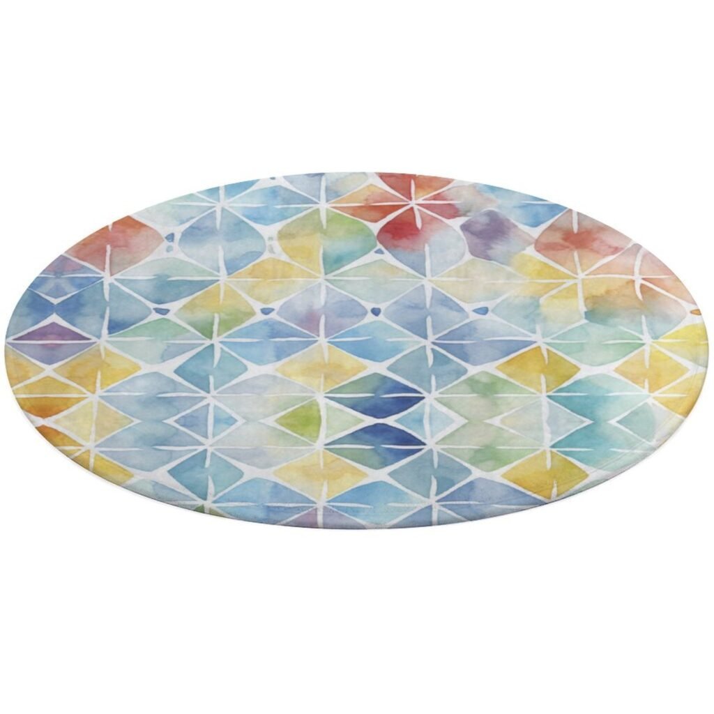 Designer Area Rug Circular Carpet multicolor