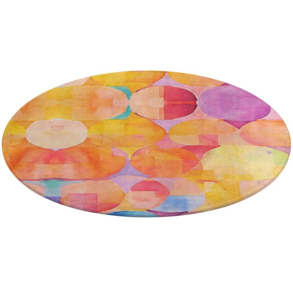 Designer Area Rug Circular Carpet multicolor