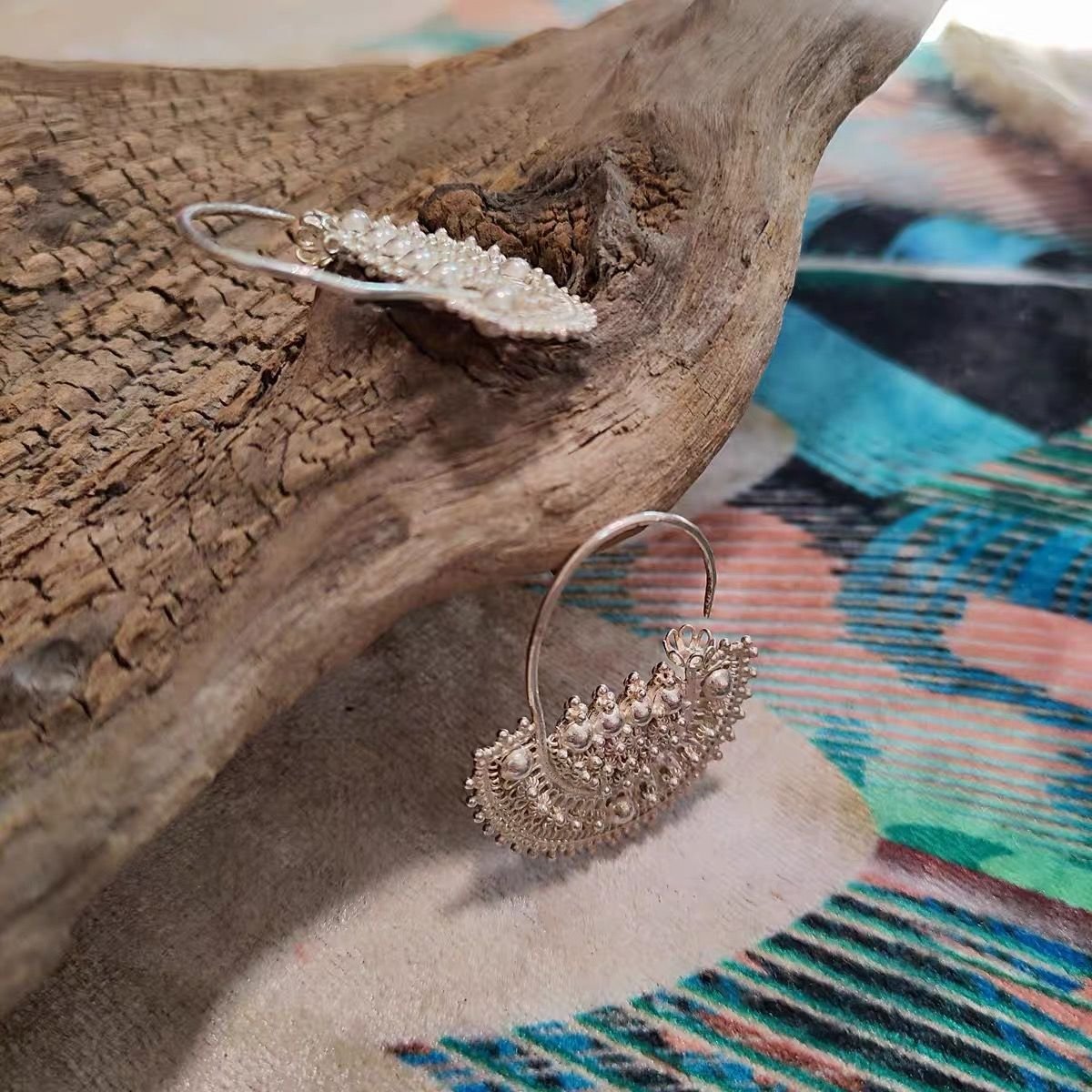Handmade Ethnic Geometric Earrings - Image 2