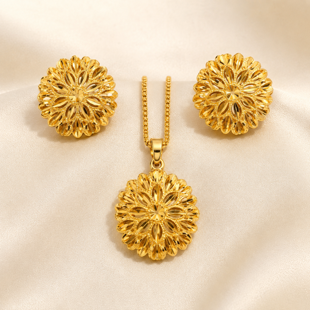 Sunflower pendant necklace Set