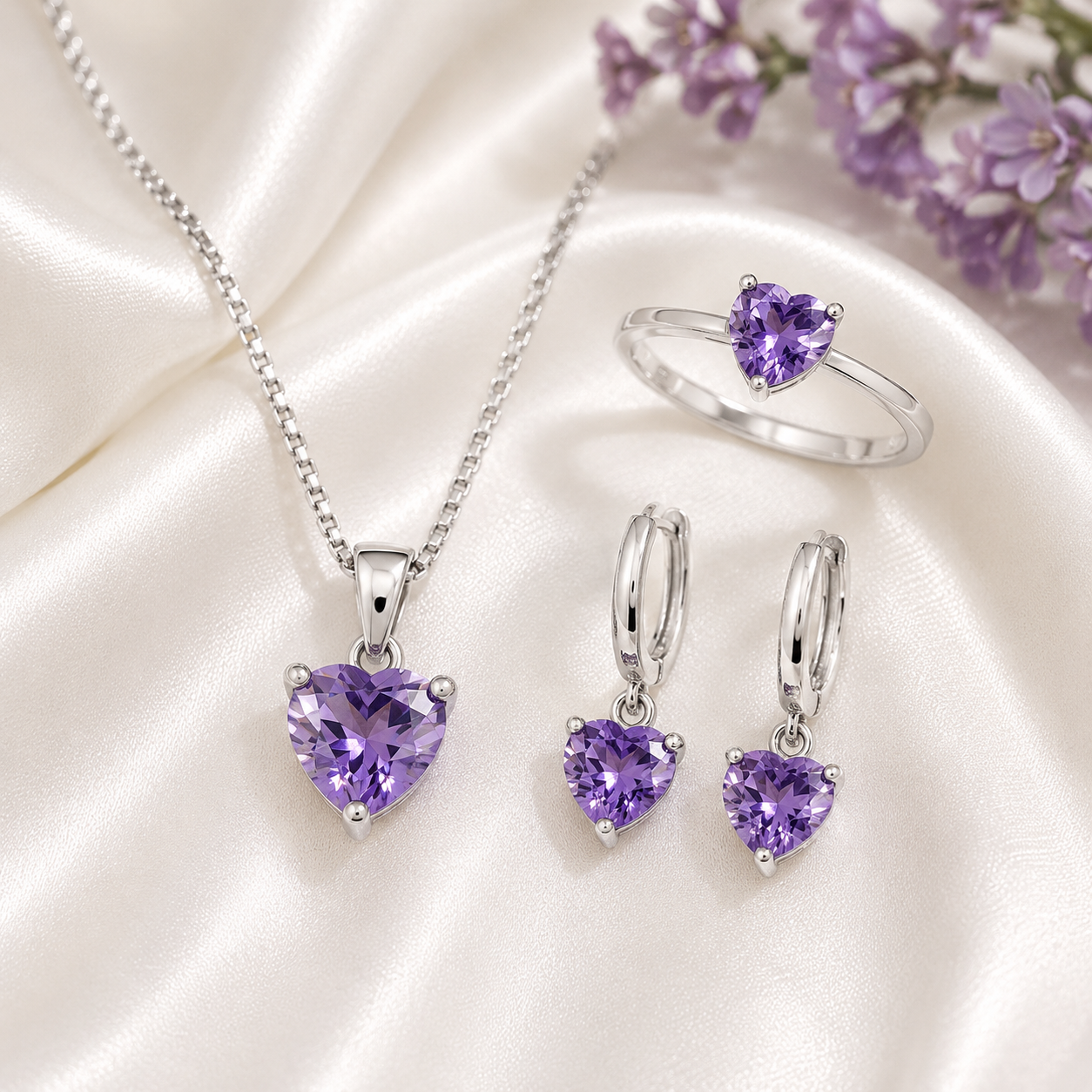 Heart Shaped Zircon Jewelry Set - Image 4