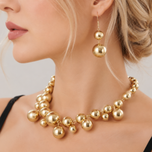 Elegant Bead Necklace and Earrings Set