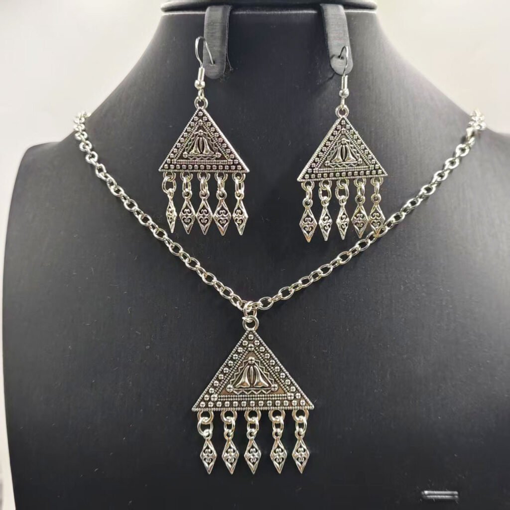 Ethnic Tassel Earrings and Necklace Set