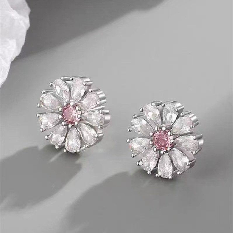 Flower Blossom Love Zircon suit Jewelry Necklace Ring Earrings Jewelry Set - Image 3