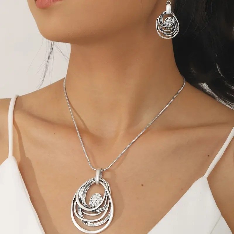 Geometric Necklace and Earrings Set - Image 2