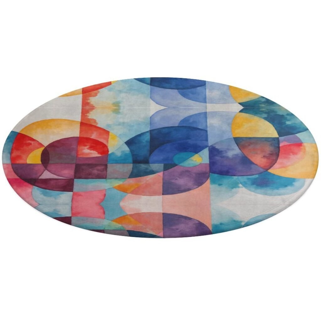 Designer Area Rug Circular Carpet multicolor