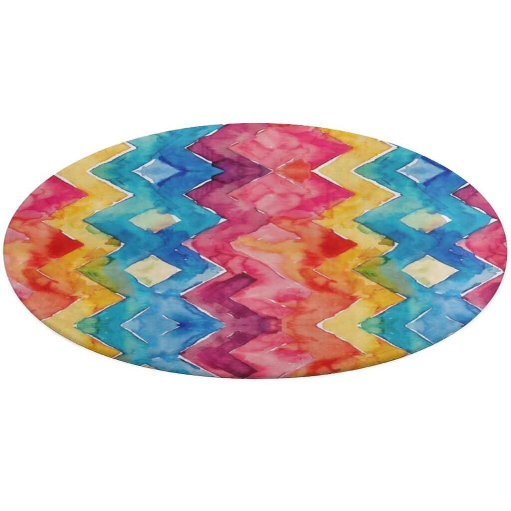 Designer Area Rug Circular Carpet multicolor
