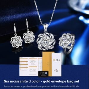 Sterling Silver Floral lab diamond moissanite Jewelry Set