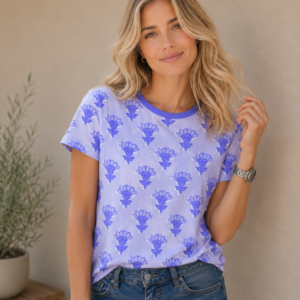 all blue flowers All-Over Print Women's Cotton T-Shirt