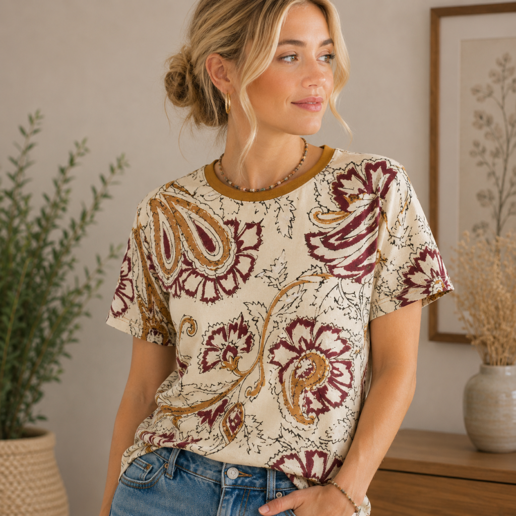 deep rust flowers All-Over Print Women's Cotton T-Shirt